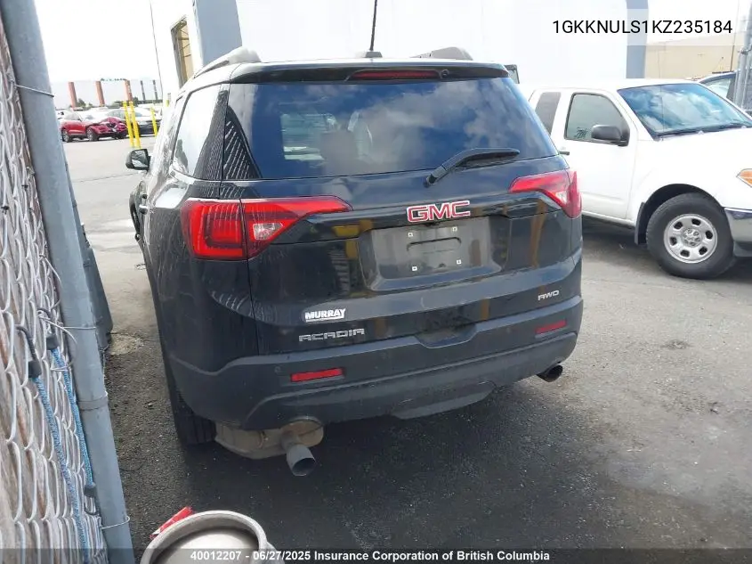 2019 GMC Acadia Slt-1 VIN: 1GKKNULS1KZ235184 Lot: 40012207