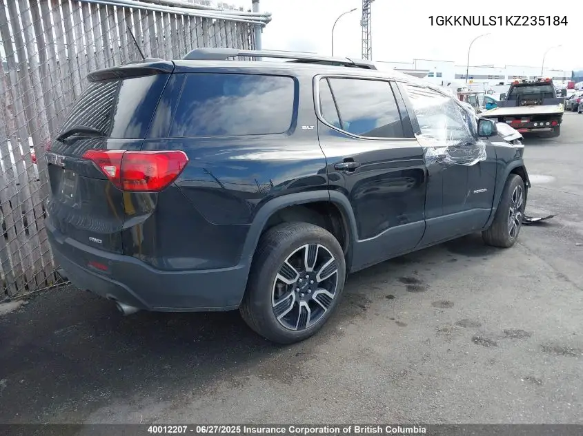 2019 GMC Acadia Slt-1 VIN: 1GKKNULS1KZ235184 Lot: 40012207