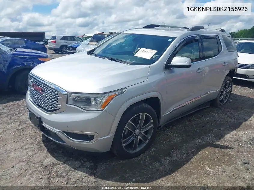 2019 GMC Acadia Denali VIN: 1GKKNPLS0KZ155926 Lot: 42253778