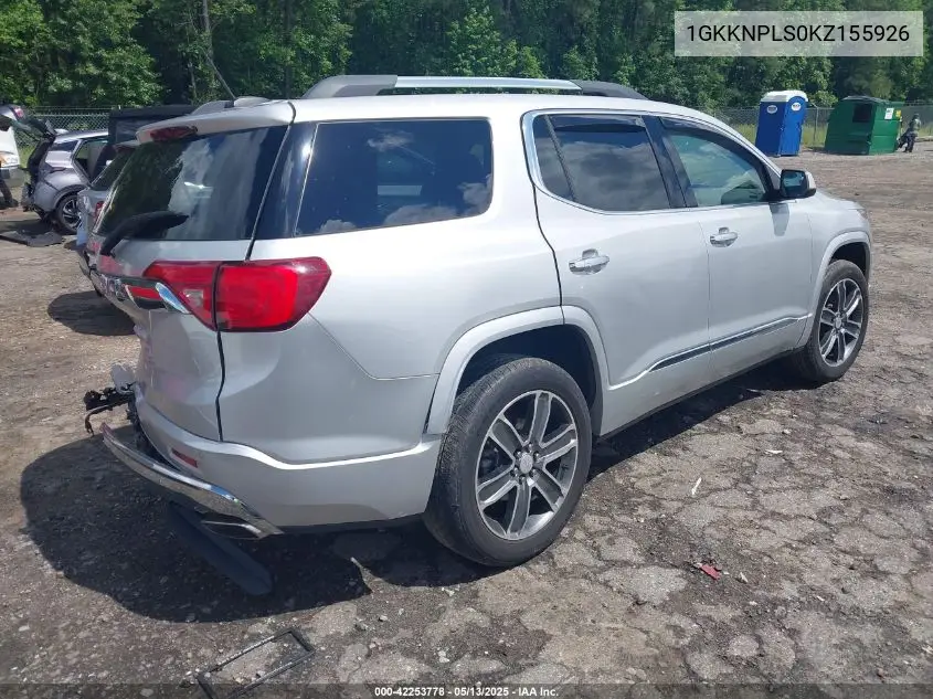 2019 GMC Acadia Denali VIN: 1GKKNPLS0KZ155926 Lot: 42253778