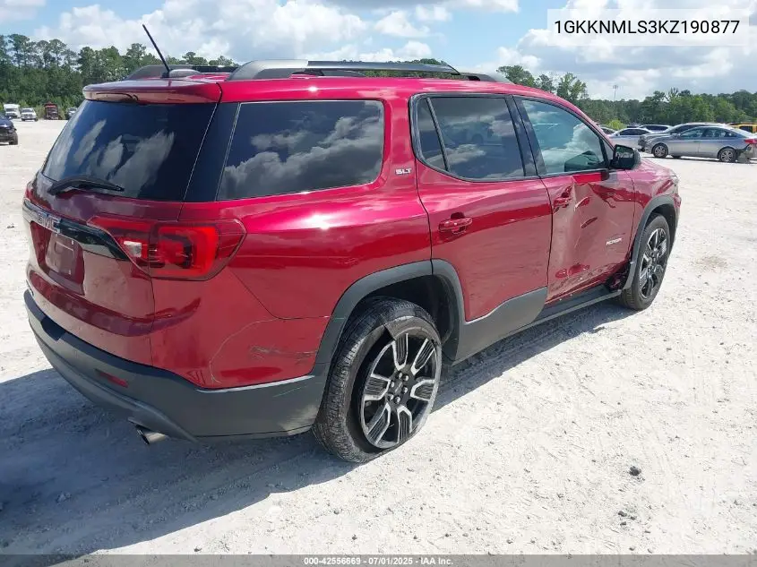 2019 GMC Acadia Slt-1 VIN: 1GKKNMLS3KZ190877 Lot: 42556669