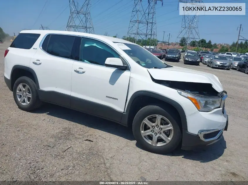 2019 GMC Acadia Sle VIN: 1GKKNKLA7KZ230065 Lot: 42590074