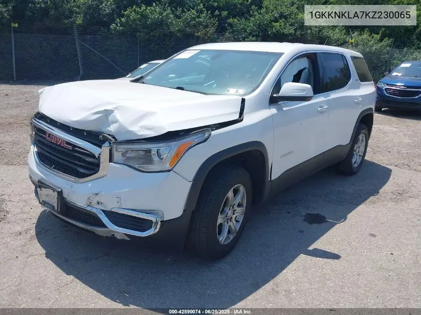 2019 GMC Acadia Sle VIN: 1GKKNKLA7KZ230065 Lot: 42590074