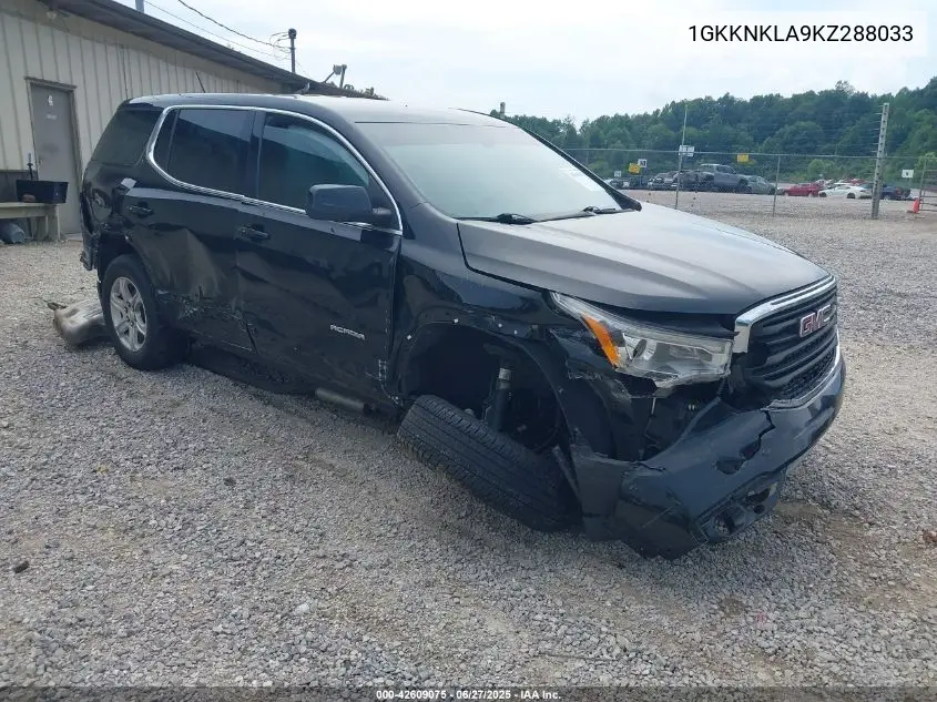 2019 GMC Acadia Sle-1 VIN: 1GKKNKLA9KZ288033 Lot: 42609075