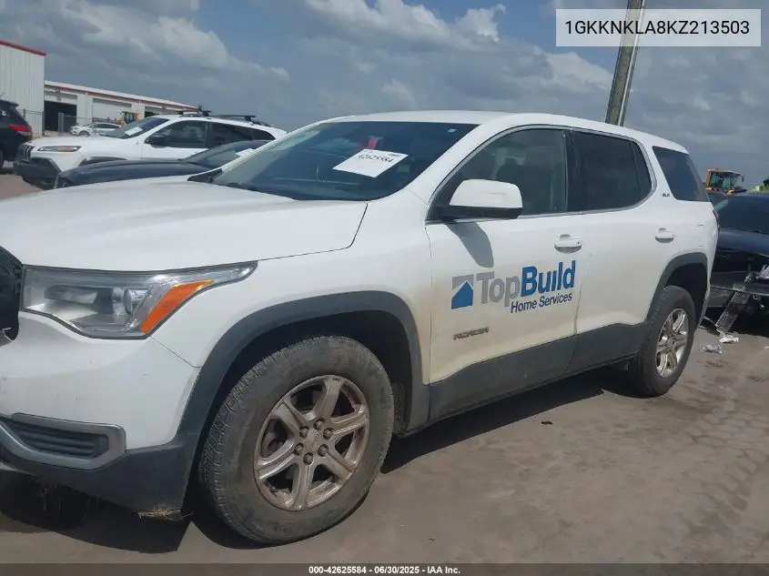 2019 GMC Acadia Sle-1 VIN: 1GKKNKLA8KZ213503 Lot: 42625584