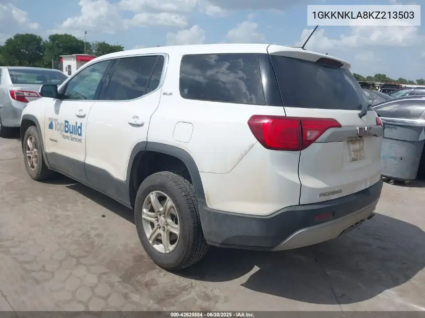 2019 GMC Acadia Sle-1 VIN: 1GKKNKLA8KZ213503 Lot: 42625584