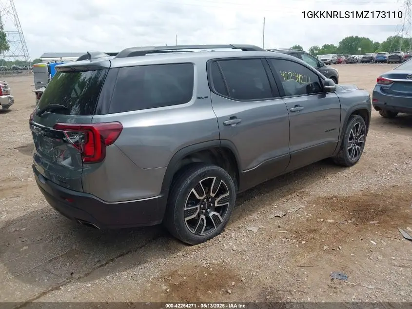 2021 GMC Acadia Awd Sle VIN: 1GKKNRLS1MZ173110 Lot: 42254271
