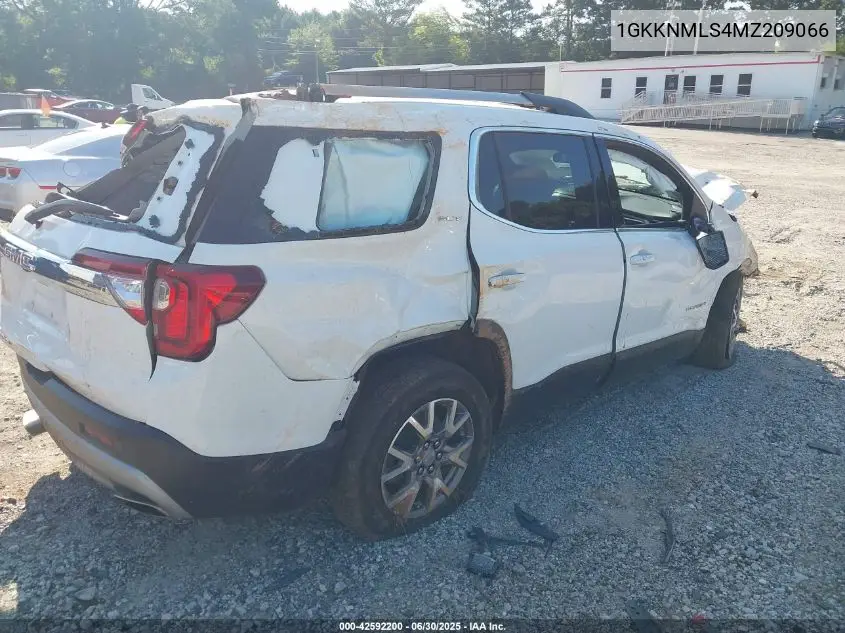 2021 GMC Acadia Fwd Slt VIN: 1GKKNMLS4MZ209066 Lot: 42592200