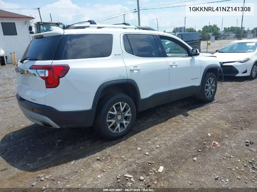 2022 GMC Acadia Awd Sle VIN: 1GKKNRL41NZ141308 Lot: 42518687