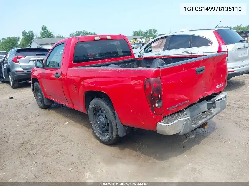 2007 GMC Canyon Work Truck VIN: 1GTCS149978135110 Lot: 42553931