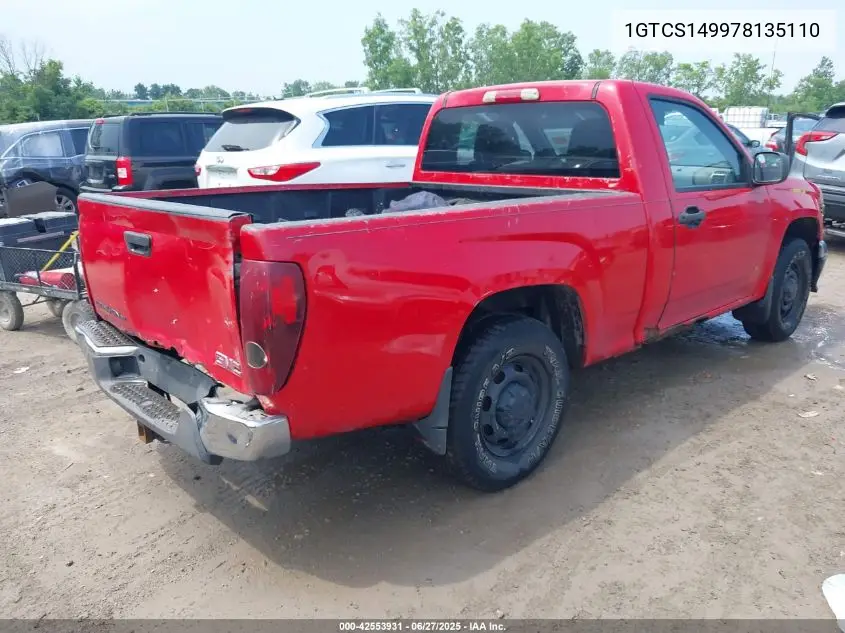 2007 GMC Canyon Work Truck VIN: 1GTCS149978135110 Lot: 42553931