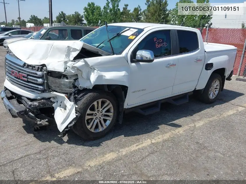2016 GMC Canyon Slt VIN: 1GTG5DE37G1109151 Lot: 42629892