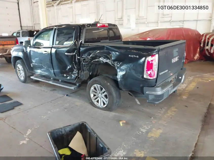 2016 GMC Canyon Slt VIN: 1GTG6DE30G1334850 Lot: 42762406