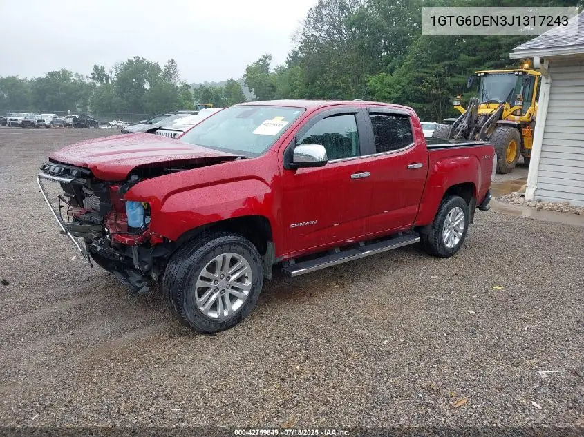 2018 GMC Canyon Slt VIN: 1GTG6DEN3J1317243 Lot: 42759849
