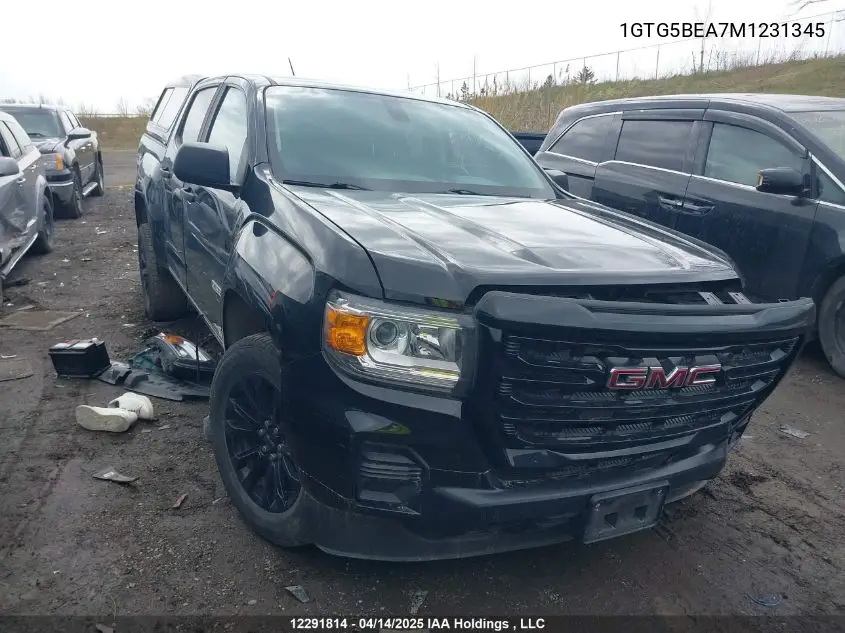 2021 GMC Canyon Elevation VIN: 1GTG5BEA7M1231345 Lot: 12291814