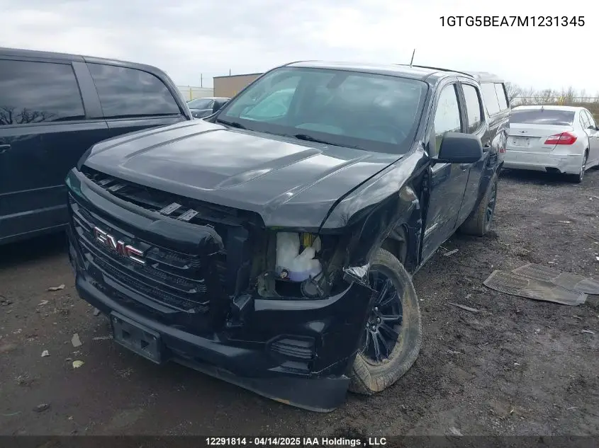 2021 GMC Canyon Elevation VIN: 1GTG5BEA7M1231345 Lot: 12291814