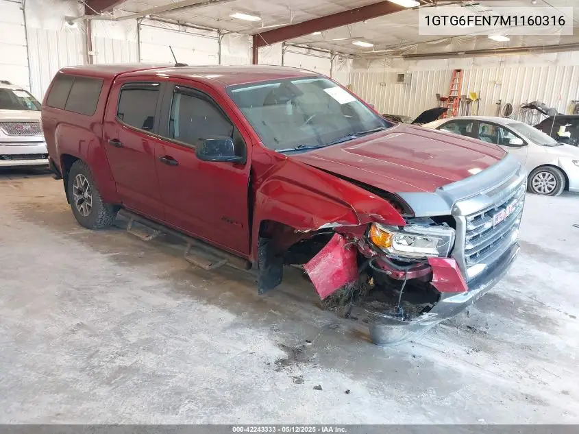 2021 GMC Canyon 4Wd Short Box At4 - Leather VIN: 1GTG6FEN7M1160316 Lot: 42243333