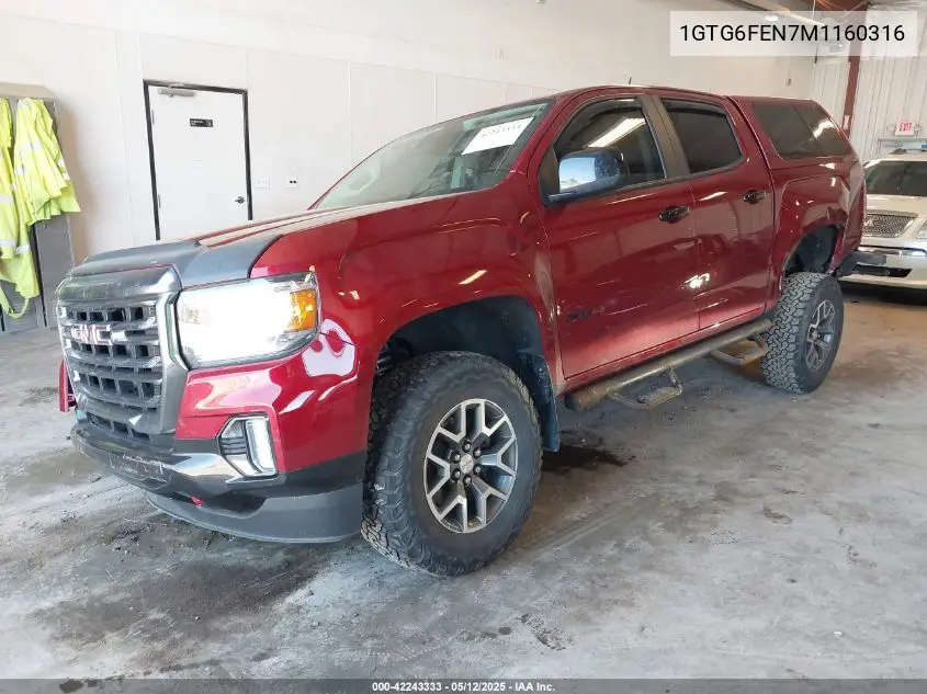 2021 GMC Canyon 4Wd Short Box At4 - Leather VIN: 1GTG6FEN7M1160316 Lot: 42243333
