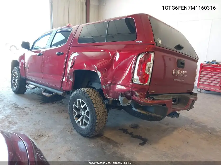 2021 GMC Canyon 4Wd Short Box At4 - Leather VIN: 1GTG6FEN7M1160316 Lot: 42243333
