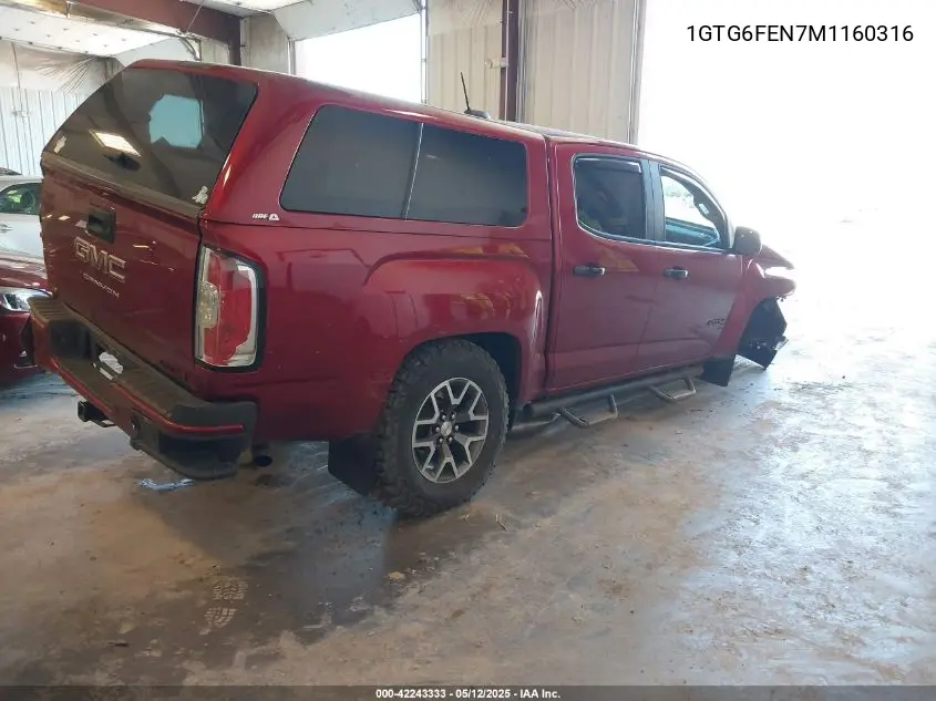 2021 GMC Canyon 4Wd Short Box At4 - Leather VIN: 1GTG6FEN7M1160316 Lot: 42243333