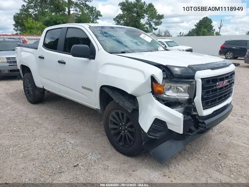 2021 GMC Canyon 2Wd Short Box Elevation Standard VIN: 1GTG5BEA0M1118949 Lot: 42244253