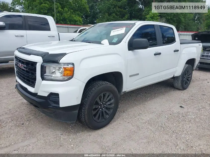 2021 GMC Canyon 2Wd Short Box Elevation Standard VIN: 1GTG5BEA0M1118949 Lot: 42244253
