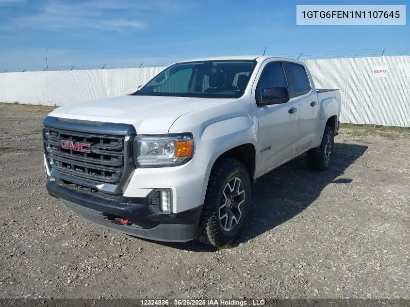 2022 GMC Canyon At4 VIN: 1GTG6FEN1N1107645 Lot: 12324836