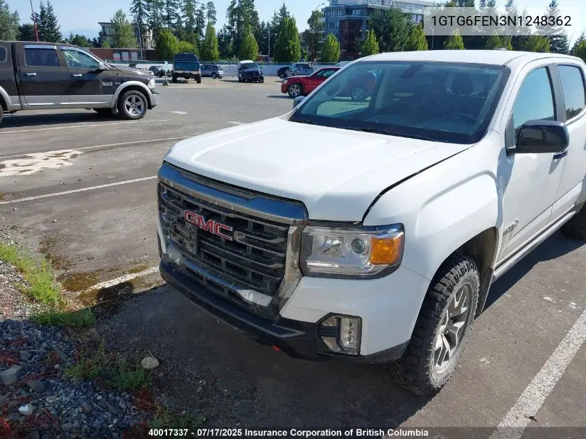 2022 GMC Canyon At4 VIN: 1GTG6FEN3N1248362 Lot: 40017337
