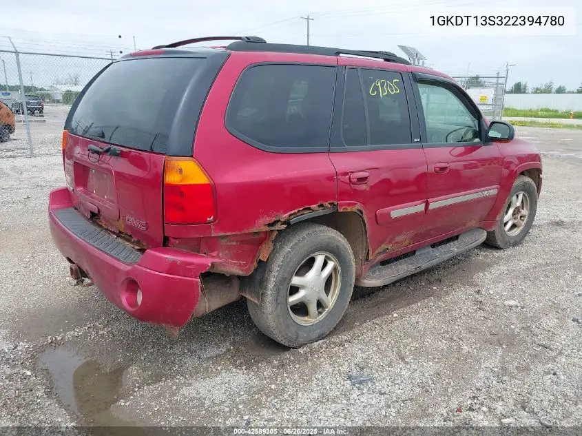 2002 GMC Envoy Slt VIN: 1GKDT13S322394780 Lot: 42589305