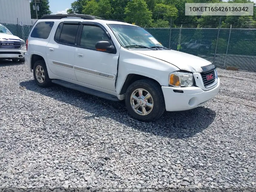 2002 GMC Envoy Xl Slt VIN: 1GKET16S426136342 Lot: 42589672
