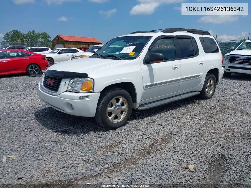 2002 GMC Envoy Xl Slt VIN: 1GKET16S426136342 Lot: 42589672