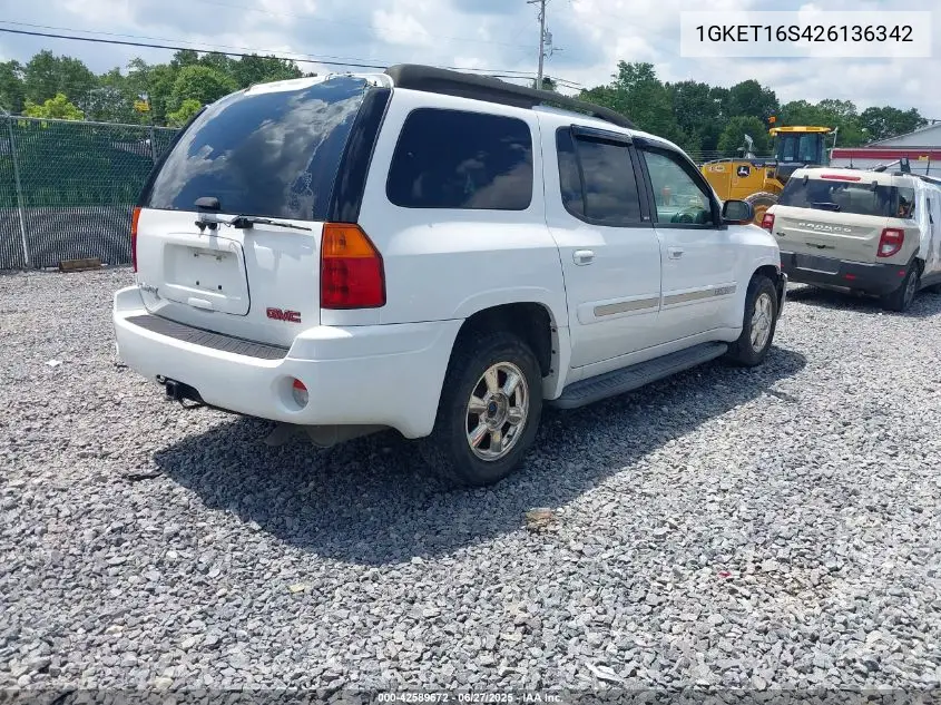 2002 GMC Envoy Xl Slt VIN: 1GKET16S426136342 Lot: 42589672
