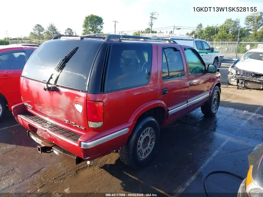 1995 GMC Jimmy VIN: 1GKDT13W1SK528155 Lot: 42177589