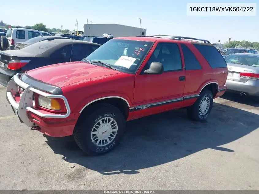 1997 GMC Jimmy Sls VIN: 1GKCT18WXVK504722 Lot: 42599173