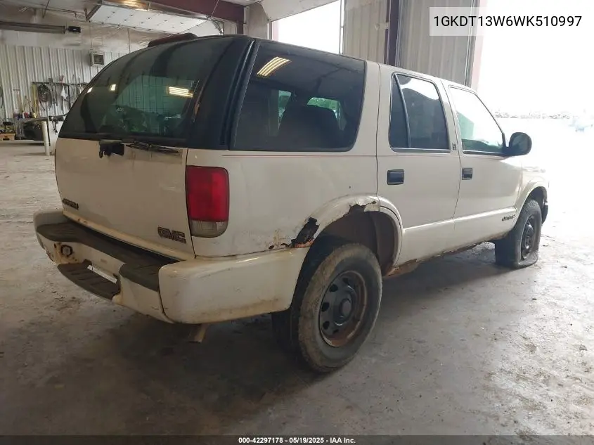 1998 GMC Jimmy Sl VIN: 1GKDT13W6WK510997 Lot: 42297178