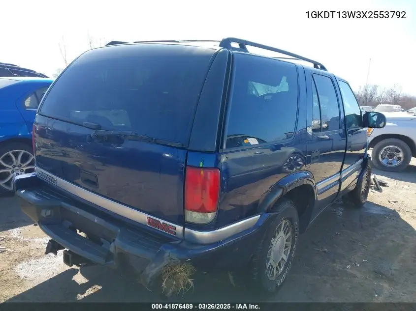 1999 GMC Jimmy Sle VIN: 1GKDT13W3X2553792 Lot: 41876489