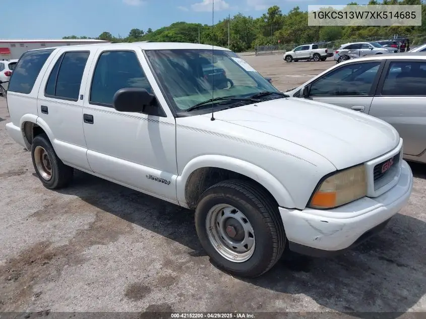 1999 GMC Jimmy Sl VIN: 1GKCS13W7XK514685 Lot: 42152200