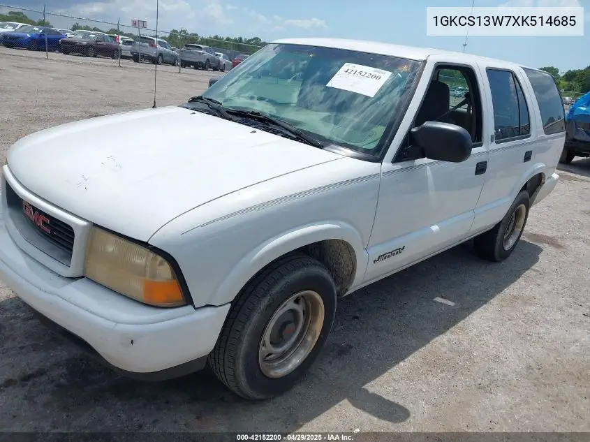 1999 GMC Jimmy Sl VIN: 1GKCS13W7XK514685 Lot: 42152200