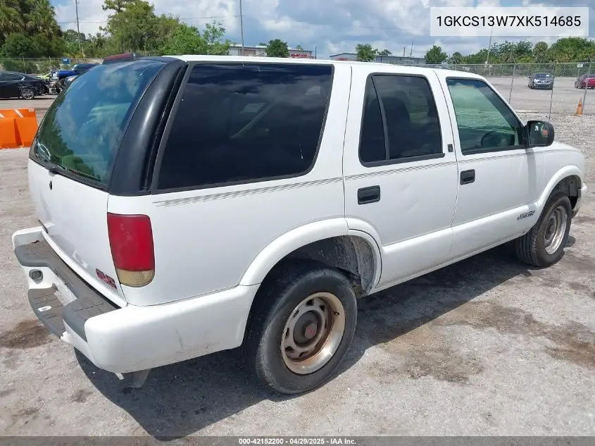 1999 GMC Jimmy Sl VIN: 1GKCS13W7XK514685 Lot: 42152200