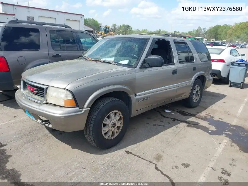 2000 GMC Jimmy Sle VIN: 1GKDT13WXY2376580 Lot: 41953599