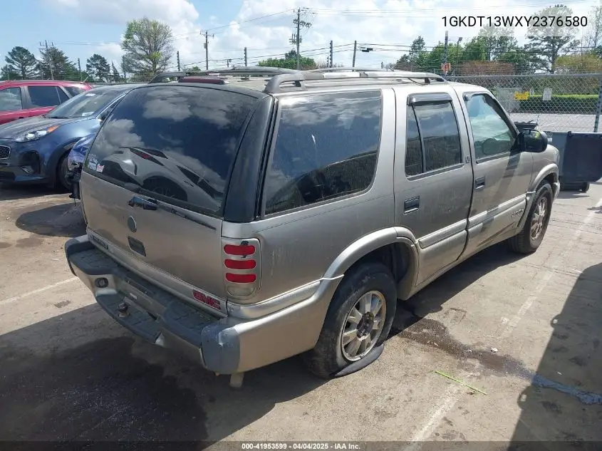 2000 GMC Jimmy Sle VIN: 1GKDT13WXY2376580 Lot: 41953599