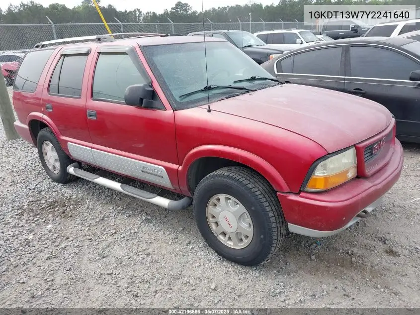 2000 GMC Jimmy Jde W/1Sh/1Sj VIN: 1GKDT13W7Y2241640 Lot: 42196666
