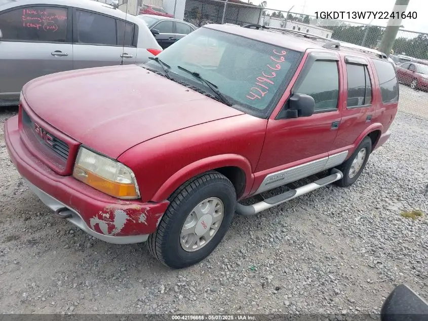 2000 GMC Jimmy Jde W/1Sh/1Sj VIN: 1GKDT13W7Y2241640 Lot: 42196666