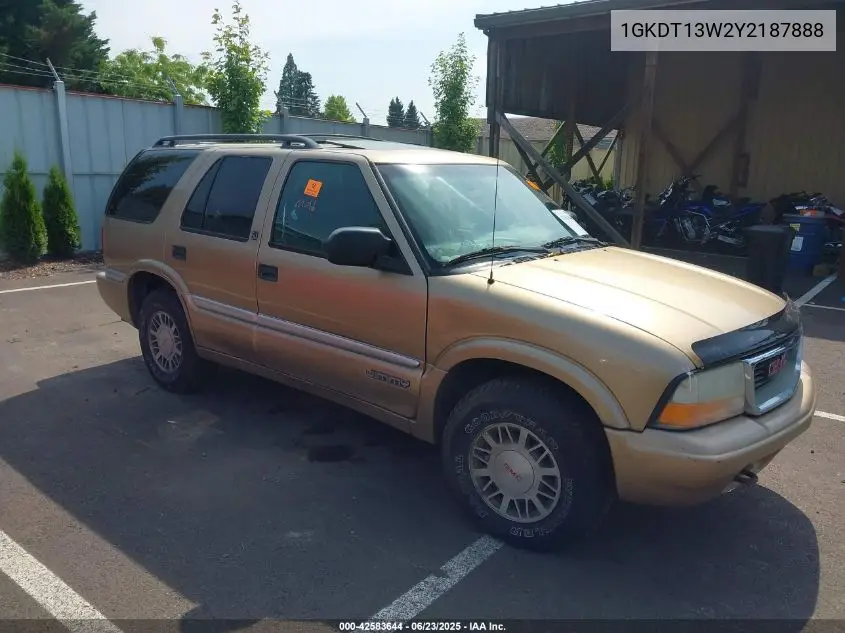 2000 GMC Jimmy Sle VIN: 1GKDT13W2Y2187888 Lot: 42583644