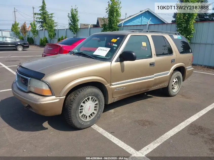 2000 GMC Jimmy Sle VIN: 1GKDT13W2Y2187888 Lot: 42583644