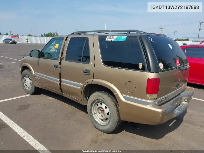 2000 GMC Jimmy Sle VIN: 1GKDT13W2Y2187888 Lot: 42583644