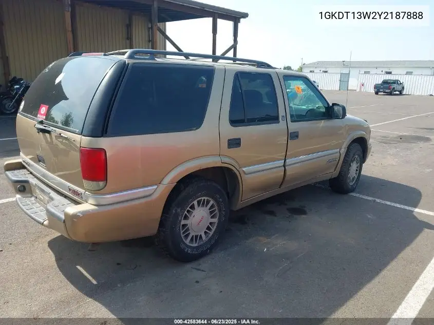 2000 GMC Jimmy Sle VIN: 1GKDT13W2Y2187888 Lot: 42583644