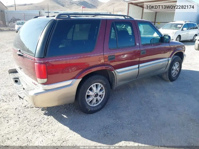 2000 GMC Jimmy Slt VIN: 1GKDT13W0Y2282174 Lot: 42617150