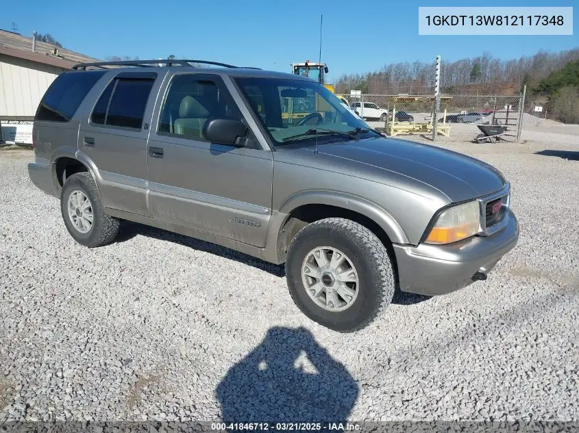 2001 GMC Jimmy Slt VIN: 1GKDT13W812117348 Lot: 41846712