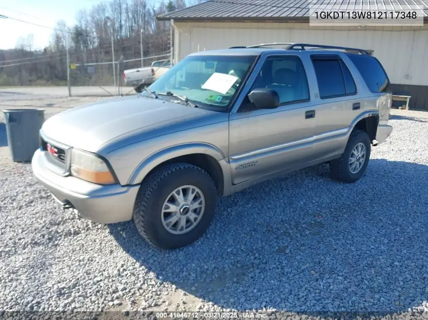 2001 GMC Jimmy Slt VIN: 1GKDT13W812117348 Lot: 41846712